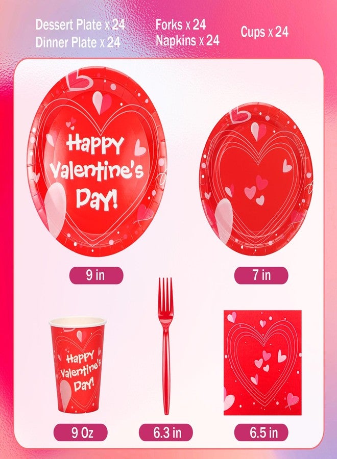 Atonofun Valentines Day Party Supplies, Valentines Day Plates and Napkins Set, Disposable Valentines Plates, Cups, Napkins and Forks for Valentine's Day, Engagements, Anniversary Party Serves 24 - Image 2